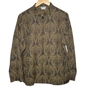BonWorth Tapestry Jacket Women's Large Full Zipper Brown Paisley Jacquard Granny